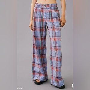 Wide leg, plaid pants, Anthropologie